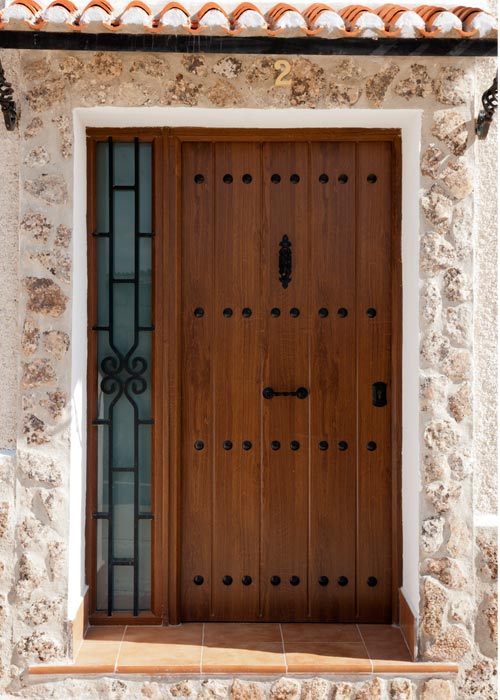 Puerta entrada de aluminio imitación madera